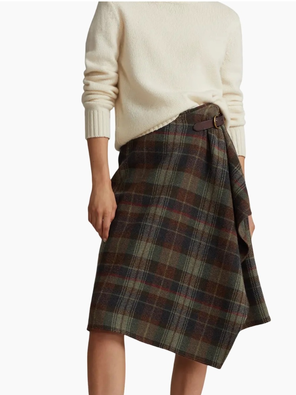 Polo Ralph Lauren Wool-Blend Herringbone Wrap Midi-Skirt